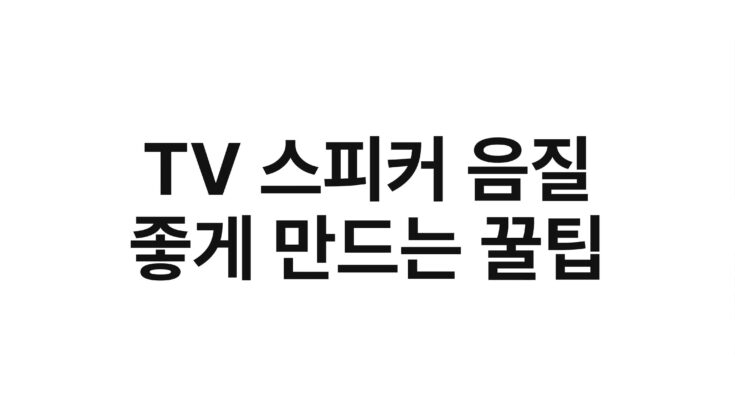 TV 스피커 음질 좋게 만드는 꿀팁