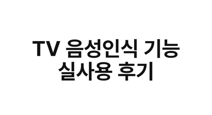 TV 음성인식 기능 실사용 후기