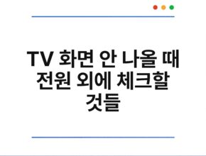 TV 화면 안 나올 때 전원 외에 체크할 것들