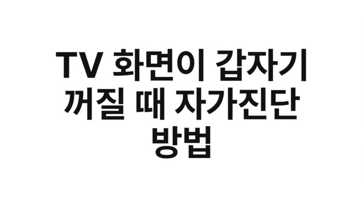 TV 화면이 갑자기 꺼질 때 자가진단 방법