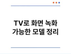 TV로 화면 녹화 가능한 모델 정리